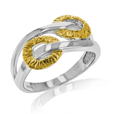 Shop Vir Jewels Two Row Fashion Ring With Design In Yellow Gold Plated Over .925 Sterling Silver