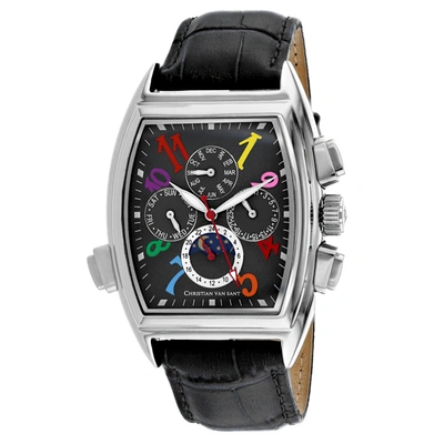 Shop Christian Van Sant Men's Grandeur Black Dial Watch In Multi