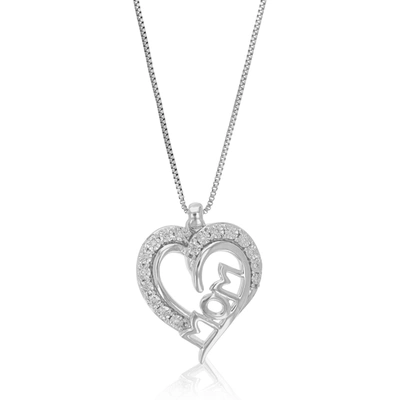 Vir Jewels 1/10 Cttw Lab Grown Diamond Mom Pendant Necklace .925 Sterling Silver 3/4 Inch With 18 Inch Chain In Silver