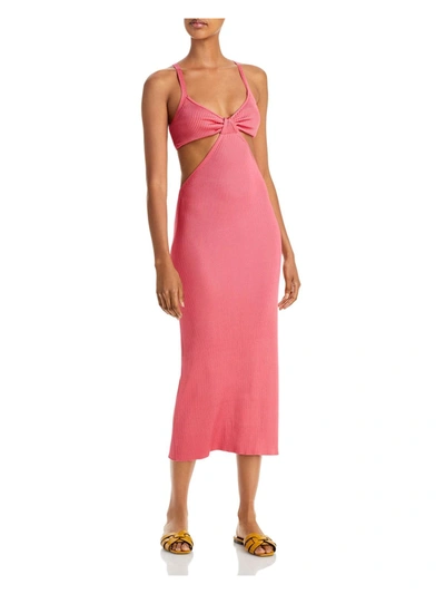 Shop Cult Gaia Serita Womens Ribbed Knit Cut-out Midi Dress In Pink