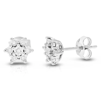 Vir Jewels 1/12 Cttw Round Lab Grown Diamond Studs Earrings .925 Sterling Silver Prong Set Star Shape In Silver