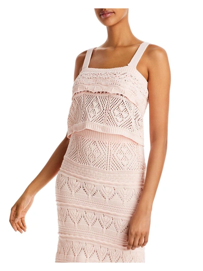 Shop Lucy Paris Womens Crochet Cropped Tank Top In Pink
