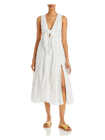 Shop Hemant & Nandita Womens Cotton Tiered Midi Dress In White