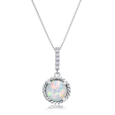 Shop Nicole Miller Sterling Silver Round Cut Gemstone Roped Halo Pendant Necklace And Created White Sapphire Accents On