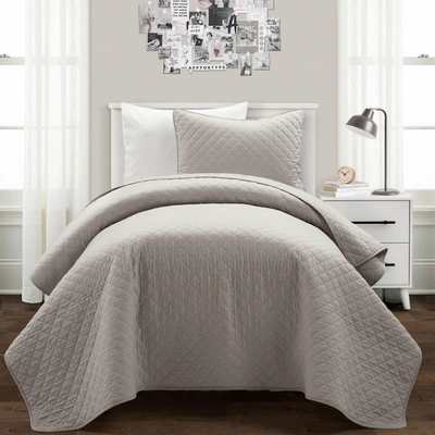 Shop Lush Decor Ava Diamond Oversized Cotton Quilt Gray 2pc Set Twin-xl
