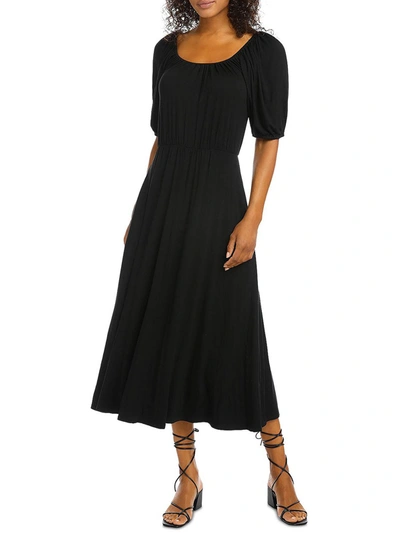 Shop Karen Kane Peasant Artisan Womens Stretch Tea-length Fit & Flare Dress In Black