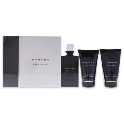 Shop Carven Pour Homme By  For Men - 3 Pc Gift Set 3.33oz Edt Spray, 3.33oz After-shave Balm, 3.33oz Bath  In Green