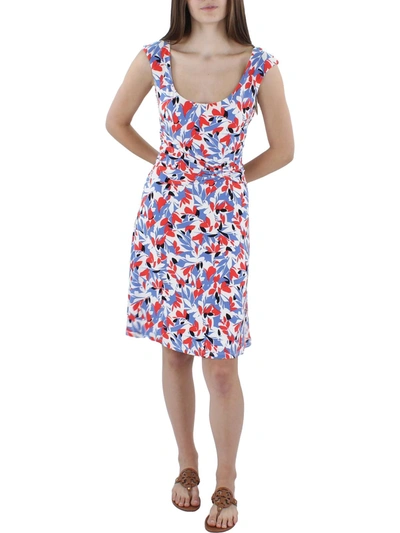 Shop Lauren Ralph Lauren Womens Jersey Printed Fit & Flare Dress In Multi