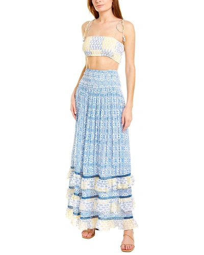 Shop Ash & Eden 2pc Swara Skirt & Top Set In Blue