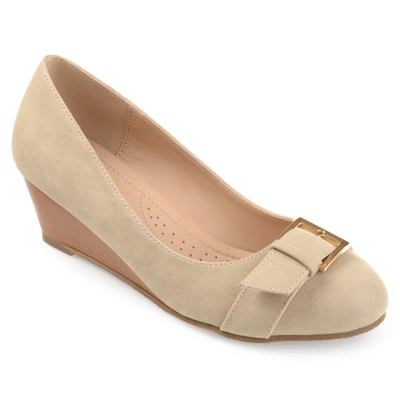 Shop Journee Collection Collection Women's Comfort Graysn Wedge In Beige