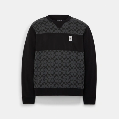 Shop Coach Outlet Signature Crewneck Sweatshirt In Black
