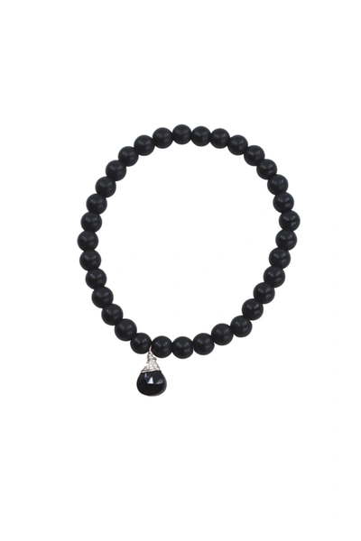 Shop A Blonde And Her Bag Matte Black Onyx Large Stone Stretch Bracelet With Black Onyx