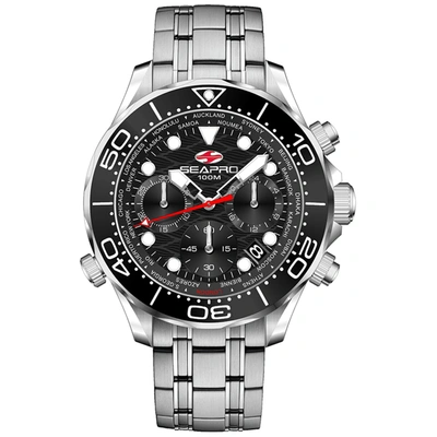 Seapro Mondial Timer Chronograph Quartz Black Dial Mens Watch Sp0150 In Black