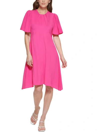 Shop Calvin Klein Womens Textured A-line Midi Dress In Pink