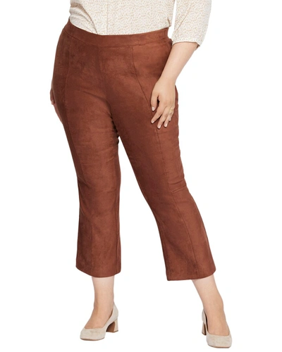 Shop Nydj Suede Pull-on Slim Bootcut Jean In Brown