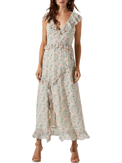 Shop Astr Womens Floral Calf Midi Dress In Beige