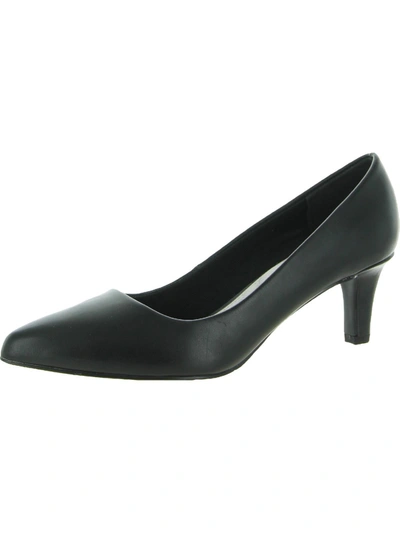 Shop Easy Street Pointe Womens Faux Leather Slip On Heels In Black