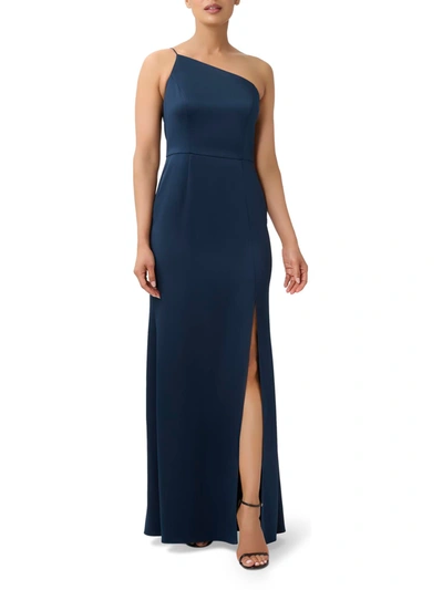 Shop Adrianna Papell Womens Satin Maxi Evening Dress In Blue