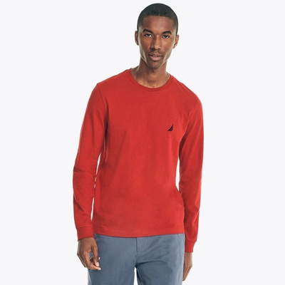 Shop Nautica Mens Crewneck Long-sleeve T-shirt In Red