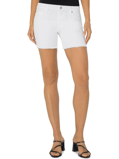 Shop Liverpool Los Angeles Vickie Womens Frayed Hem Mid Rise Denim Shorts In White