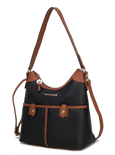 Shop Mkf Collection By Mia K Harper Vegan Color Block Leather Women's Shoulder Bag In Black