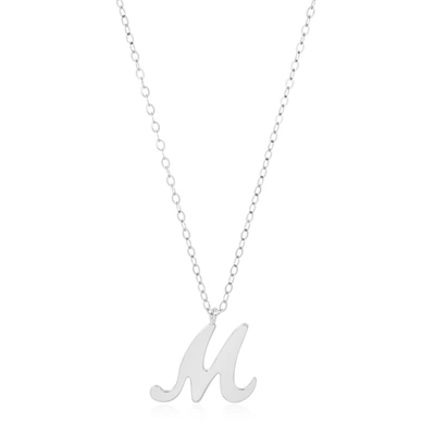 Max + Stone 10k Solid White Or Yellow Gold Dainty Script Initial With Extendable Necklace, 16+2 Inches In Silver