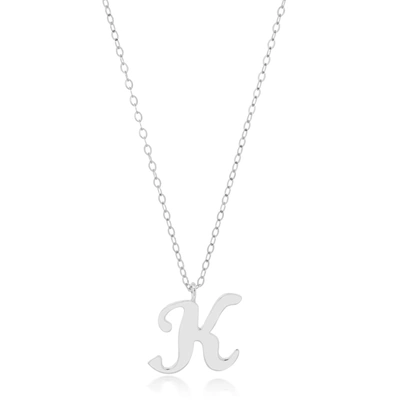 Max + Stone 10k Solid White Or Yellow Gold Dainty Script Initial With Extendable Necklace, 16+2 Inches In Silver