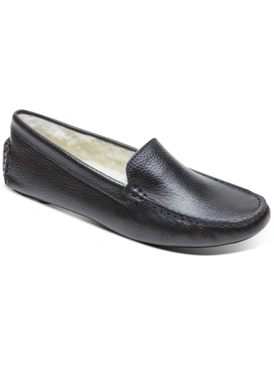 Shop Rockport Bayview Womens Leather Comfort Footbed Loafers In Black