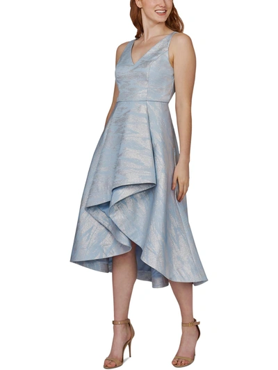Shop Adrianna Papell Petites Womens Metallic Hi-low Fit & Flare Dress In Multi