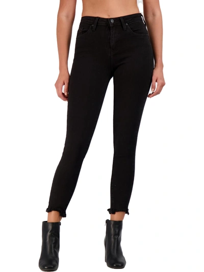 Shop Just Black Hem Destruction Skinny Womens Denim Destroyed Skinny Jeans In Black