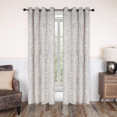 Superior Leaves Jacquard Thermal Insulated Blackout Grommet Panel Curtain Set