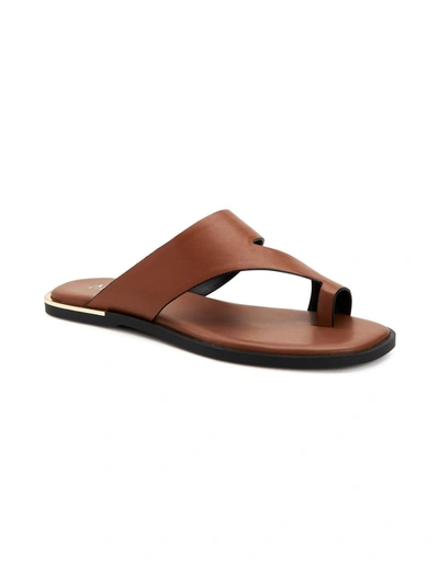 Shop Alfani Freddee Womens Leather Toe-ring Thong Sandals In Multi