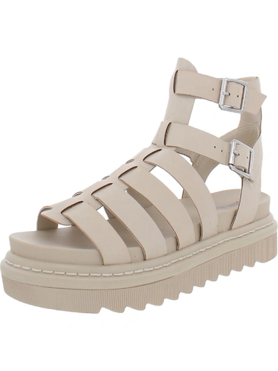 Shop Steve Madden Benefit Womens Leather Adjustable Gladiator Sandals In Beige