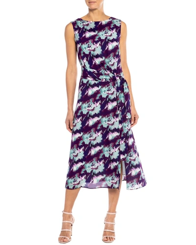 Shop Santorelli Dori Silk-blend A-line Dress In Purple