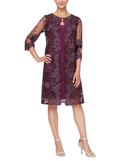Shop Alex Evenings Plus Womens Embroidered Floral Print Sheath Dress In Pink