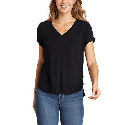 Shop Eddie Bauer Women's Concourse Short-sleeve Panel-front T-shirt In Black