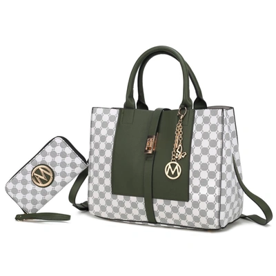 Mkf Collection By Mia K Yuliana Circular Print Satchel Bag With Wallet - 2 Pieces In White
