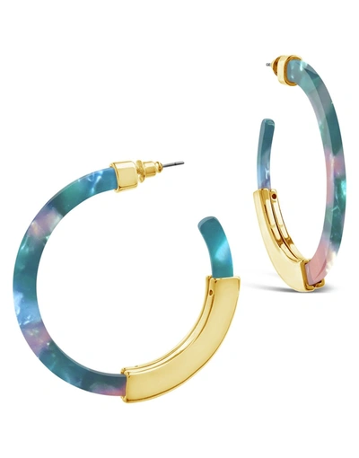 Sterling Forever 2" Resin Bar Hoops In Multi