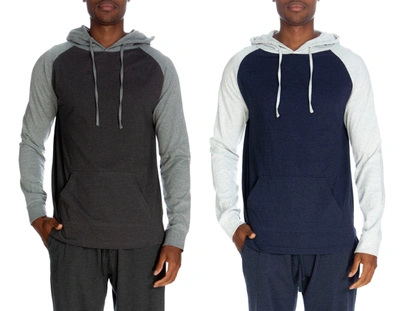 Shop Unsimply Stitched Pullover Raglan Hoody Contrast Sleeve 2 Pack In Blue