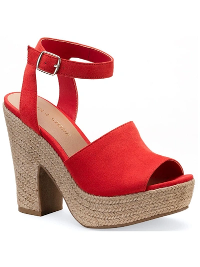 Sun + Stone Fey Womens Faux Suede Ankle Strap Heels In Multi
