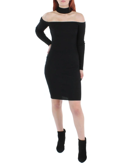 Shop Almost Famous Juniors Womens Mockneck Knee-length Sweaterdress In Black