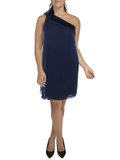 Shop Lauren Ralph Lauren Womens One Shoulder Mini Cocktail And Party Dress In Blue