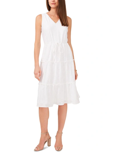 Shop Msk Petites Womens Tiered Knee Midi Dress In White
