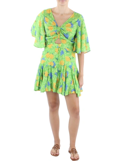 Shop Beulah Womens Floral Midi Sheath Dress In Green