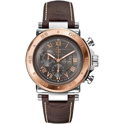 Shop Guess Men's Classic Grey Dial Watch In Gold