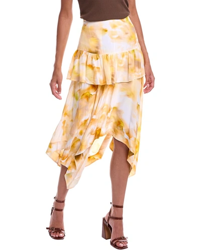 Shop Jason Wu Tiered Silk Skirt In Yellow