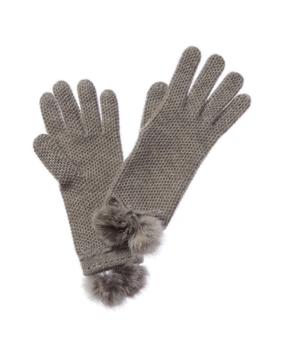 Shop Phenix Cashmere Honeycomb Glove In Grey