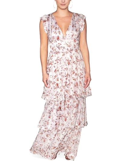 RACHEL RACHEL ROY Womens Coral Stretch Zippered Ruffled Pocketed Cropped Flutter Sleeve V Neck Cocktail Wide Leg Jumpsuit