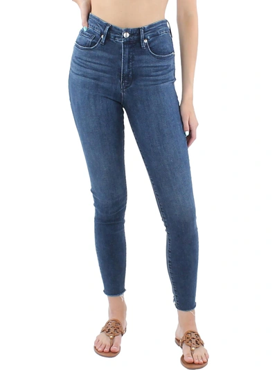 Shop Good American Womens Denim Dark Wash Skinny Jeans In Blue
