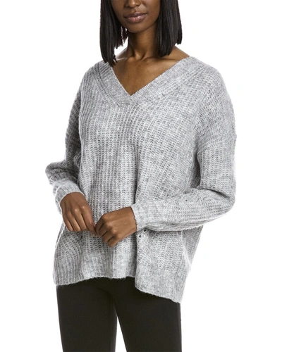 Shop Max Studio V-neck Wool-blend Sweater In Grey
